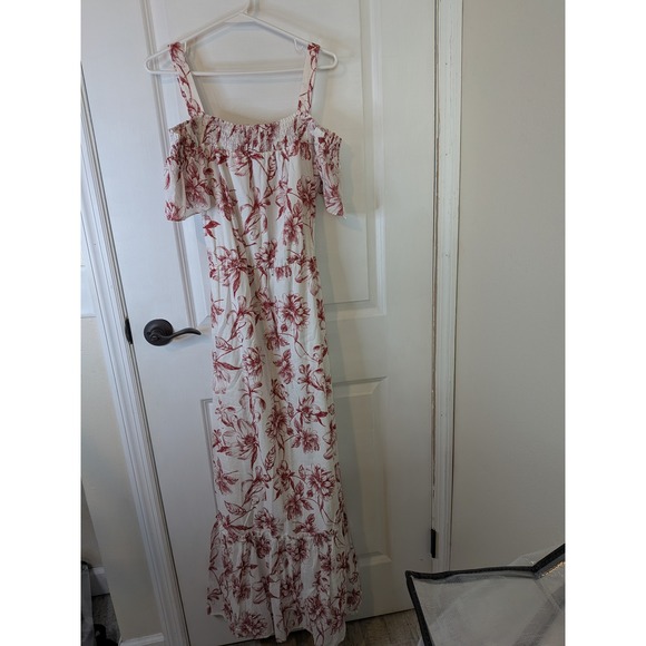 julia jordan Dresses & Skirts - Julia Jordan Womens Red White Floral Toile Cold‎ Shoulder Maxi Dress Size 10